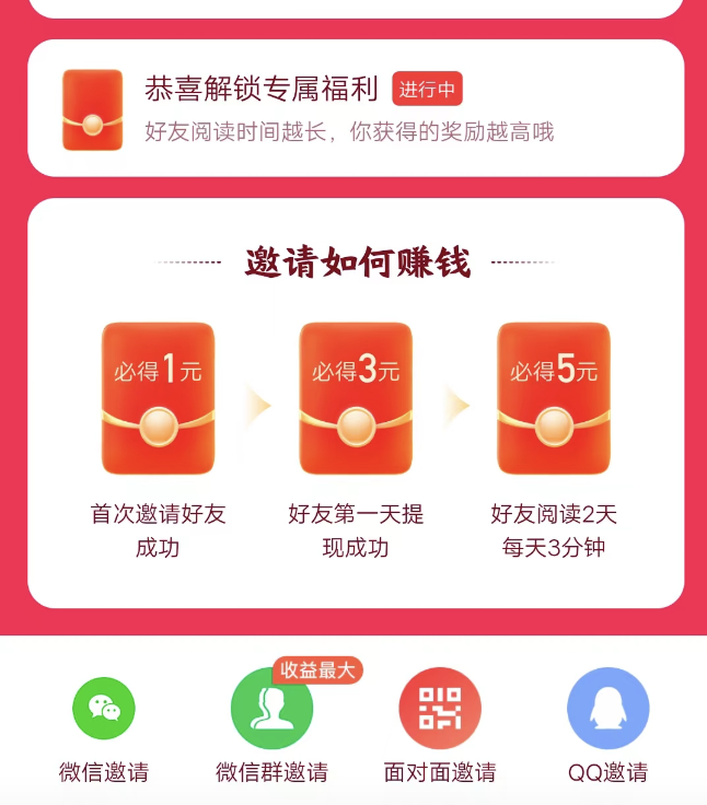 快看点新用户有没有五块一个，邀请好友给红包能领取嘛？
